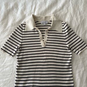 & Other Stories - Navy and Cream Polo Shirt